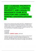 2O24 LOUISIANA PROPERTY  AND CASUALTY//LOUSIANA  PROPERTY AND CASUALTY  INSURANCE EXAM WITH  QUESTION AND CORRECT  VERIFIED ANSWERS|GRADED  A+