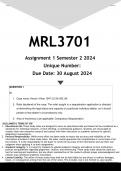 MRL3701 Assignment 1 (ANSWERS) Semester 2 2024 - DISTINCTION GUARANTEED