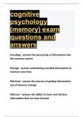 cognitive psychology (memory) exam questions and answers