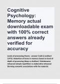 Cognitive Psychology (memory) actual downloadable exam with 100% correct answers already verified for accuracy