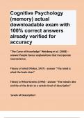 Cognitive Psychology (memory) actual downloadable exam with 100- correct answers 