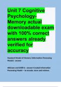 Unit 7 Cognitive Psychology-Memory actual downloadable exam with 100% correct answers already verified for accuracy