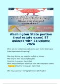 Washington State portion (real estate exam) 87 Quizzes with Solutions/ 2024 