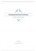 Developmental Psych Final Exam questions and answers already passed 2024