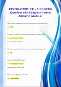 RESPIRATORY ATI - MED SURG Questions with Complete Correct Answers | Grade A+