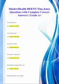 ShadowHealth HEENT Tina Jones Questions with Complete Correct Answers | Grade A+