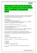 NATIONAL FFA FOOD SCIENCE AND TECHNOLOGY EXAM WITH 100% CORRECT ANSWERS 2024