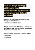 Social Psychology: Attitude and Persuasion quetsions and answers latest update