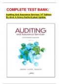 COMPLETE TEST BANK: Auditing And Assurance Services 14th Edition By Alvin A Arens (Author)Latest Update.