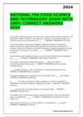 NATIONAL FFA FOOD SCIENCE AND TECHNOLOGY EXAM WITH 100% CORRECT ANSWERS 2024