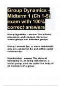 Group Dynamics - Midterm 1 (Ch 1-5) exam with 100% correct answers