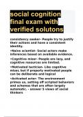 social cognition final exam with verified solutons