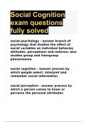 Social Cognition exam questions fully solved