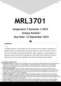 MRL3701 Assignment 2 (ANSWERS) Semester 2 2024 - DISTINCTION GUARANTEED