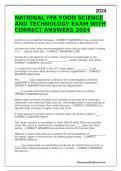 NATIONAL FFA FOOD SCIENCE AND TECHNOLOGY EXAM WITH CORRECT ANSWERS 2024