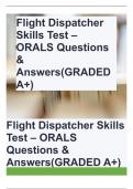 Flight Dispatcher Skills Test – ORALS Questions & Answers(GRADED A+)