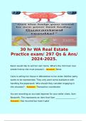 30 hr WA Real Estate Practice exam/ 297 Qs & Ans/ 2024-2025.