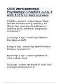 Child Developmental Psychology: Chapters 1,2,& 3 with 100% correct answers