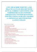 CITY MD SCRIBE WRITTEN AND  PRACTICAL EXAM 2024-2025 WITH  ACTUAL CORRECT QUESTIONS AND  VERIFIED DETALED ANSWERS  |FREQUENTLY TESTED QUESTIONS  AND SOLUTIONS |ALREADY GRADED  A+|NEWEST|GUARANTEED PASS  |LATEST UPDATE