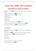 Econ 104, Goffe, PSU Updated Questions and Answers