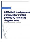 LML4806 Assignment 1 Semester 2 2024 (818236) - DUE 25 August 2024 