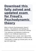 Download this fully solved and updated exam for Freud's Psychodynamic theory