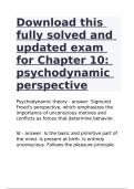 Download this fully solved and updated exam for Chapter 10: psychodynamic perspective