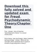 Download this fully solved and updated exam for Freud Psychodynamic Theory/Chapter One