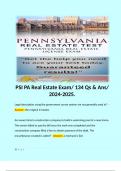 PSI PA Real Estate Exam/ 134 Qs & Ans/ 2024-2025. 