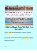 PSI PA Real Estate Exam/ 134 Qs & Ans/ 2024-2025.