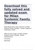 Download this fully solved and updated exam for Milan Systemic Family Therapy