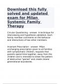 Download this fully solved and updated exam for Milan Systemic Family Therapy