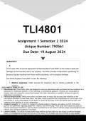 TLI4801 Assignment 1 (ANSWERS) Semester 2 2024 - DISTINCTION GUARANTEED