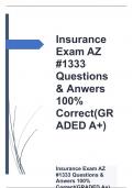 Insurance Exam AZ #1333 Questions & Anwers 100% Correct(GRADED A+)