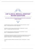 CHP CLINICAL MEDICAL ASSISTANT REVIEW QUESTIONS WITH GUARANTEED CORRECT ANSWERS