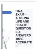 FINAL EXAM - ARIZONA LIFE AND HEALTH QUESTIONS & ANSWERS 100% ACCURATE!!