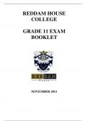 REDDAM HOUSE COLLEGE GRADE 11 EXAM BOOKLET