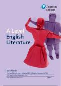 A Level English Literature Specification / Specification Pearson Edexcel Level 3 Advanced GCE in English Literature (9ET0) - Summary of Pearson Edexcel Level 3 Advanced GCE in English Literature specification Issue 7 changes