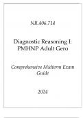 (JHU) NR.406.714 Diagnostic Reasoning I ( PMHNP Adult Gero) Comprehensive Midterm Exam Guide