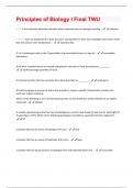 Principles of Biology I Final TWU Questions and Answers 100% Verified