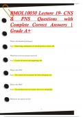 BMOL10030 Lecture 19- CNS  & PNS Questions with  Complete Correct Answers |  Grade A+