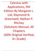 Solutions Manual For Calculus with Applications, 9th Edition By Margaret L. Lial, Raymond N. Greenwell, Nathan P. Ritchey