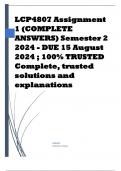 LCP4807 Assignment 1 (COMPLETE ANSWERS) Semester 2 2024 - DUE 15 August 2024 ; 100% TRUSTED Complete, trusted solutions and explanations.