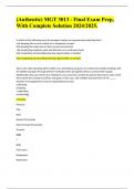 (Authentic) MGT 3013 - Final Exam Prep, With Complete Solution 2024/2025.   In which of the following ways do managers employ an empowering leadership style? a.By keeping tabs on every detail of an employee's project b.By keeping the status quo in thei