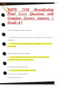 NSPN 7150 Breastfeeding  Final Exam Questions with  Complete Correct Answers |  Grade A+