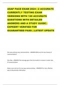 ASAP PACE EXAM 2024 | 2 ACCURATE CURRENTLY TESTING EXAM VERSIONS WITH 120 ACCURATE QUESTIONS WITH DETAILED ANSWERS AND A STUDY GUIDE | EXPEERT VERIFIED FOR GUARANTEED PASS | LATEST UPDATE