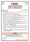 CBSE – NCERT - Social Science (Code No 084) – Sample Question Paper – Class 10 – Year 2023-24