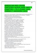 AMERICAN RED CROSS CERTIFIED NURSE AIDE UNIT 1 CHAPTER 1 TO 5 EXAM 100% CORRECT ANSWERS 2024