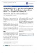 Prevalence of HTLV-1/2 and HIV-1/2 in individuals attending Public Health Center in Mozambique. One HTLV-1 symptomatic case report