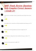 DHF Finals Review Questions  with Complete Correct Answers  | Grade A+